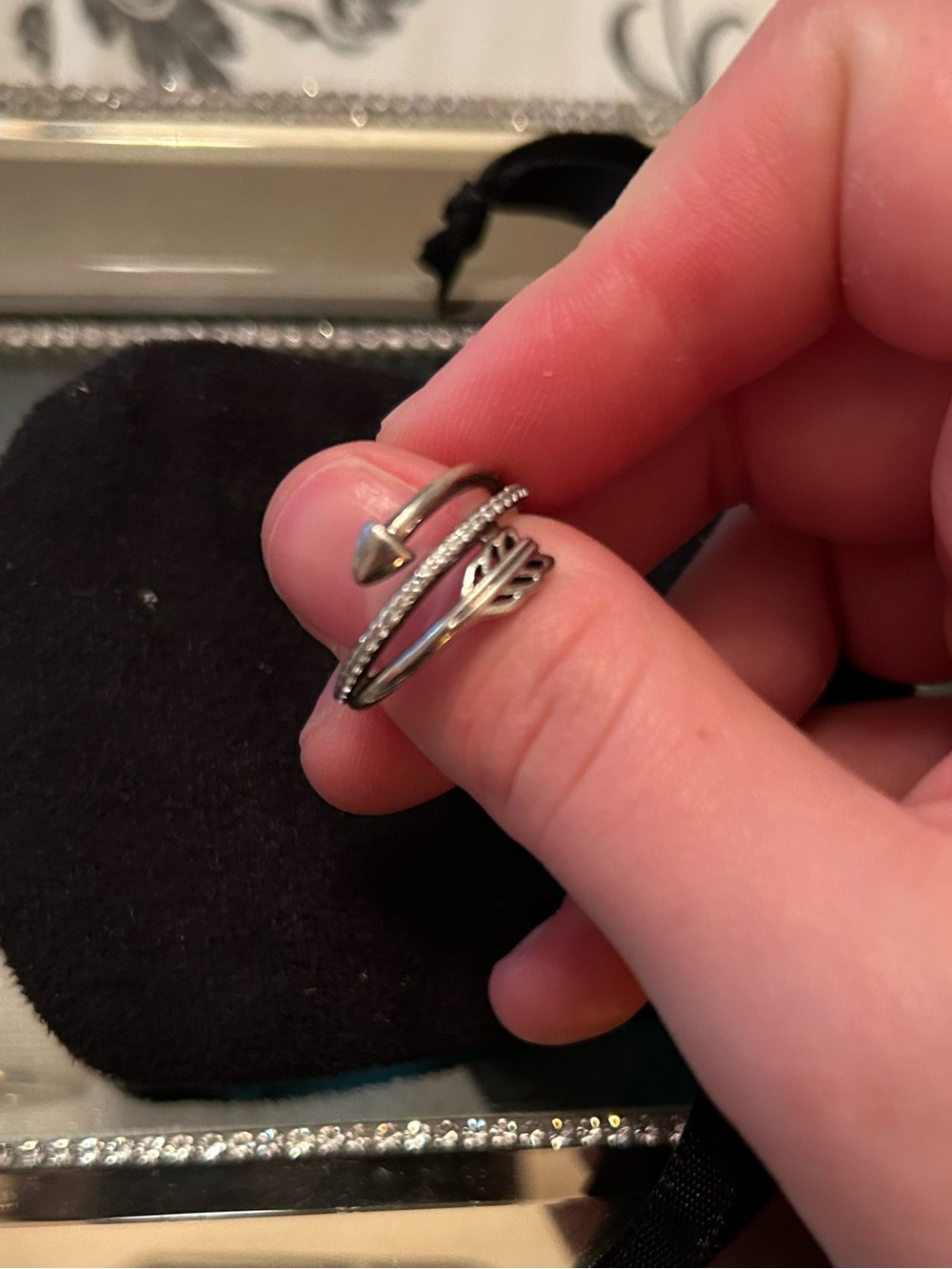 Pandora Silver Arrow with ‘loved’ inscription on Inside band
